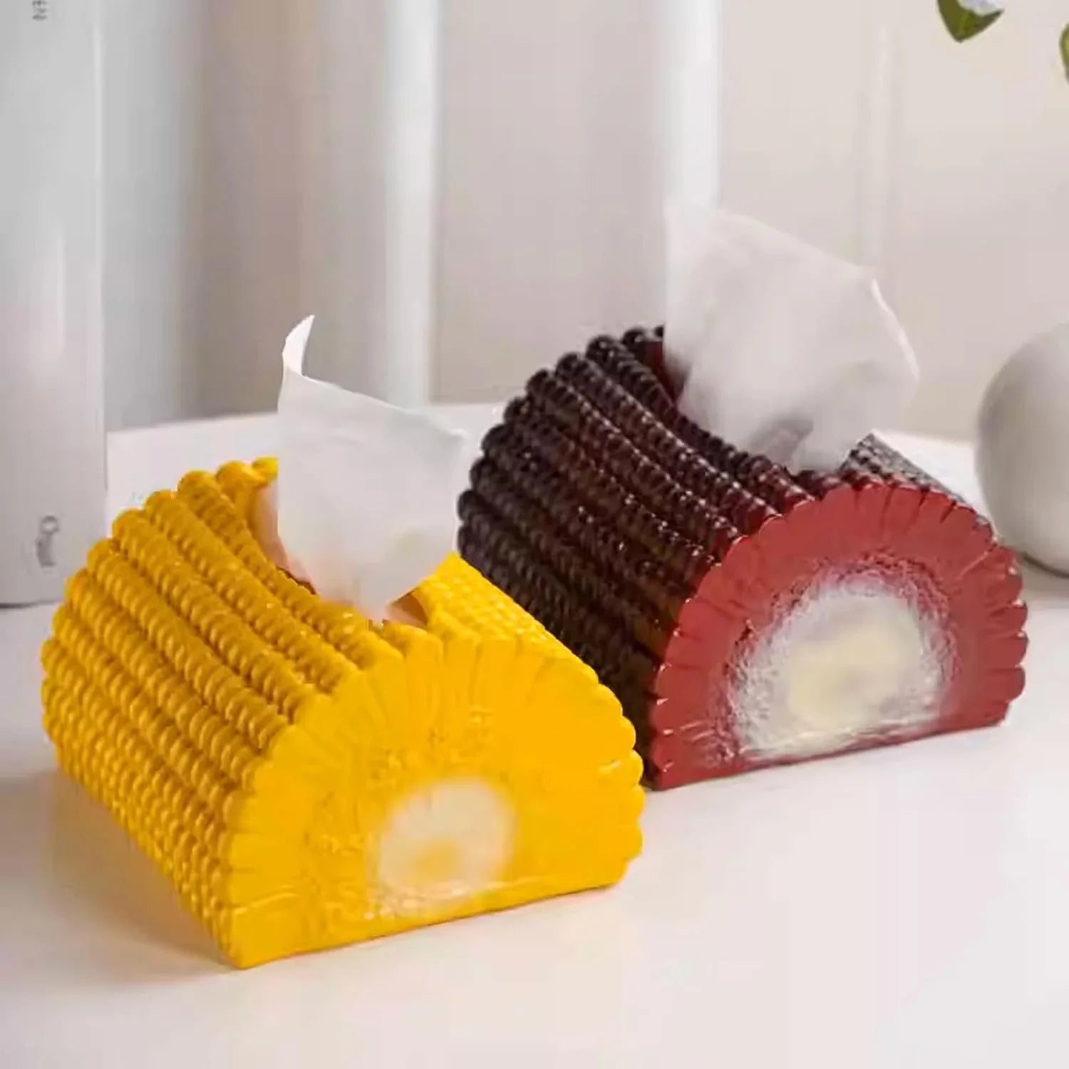 Audara-Cute Novelty Home Decor, 3D Corn Tissue Box with Tissue Dispenser, Resin Kitchen Tissue Box Cover, Fun Desktop Decoration Suitable for Various Spaces Such as Restaurants, Kitchens, and bedrooms