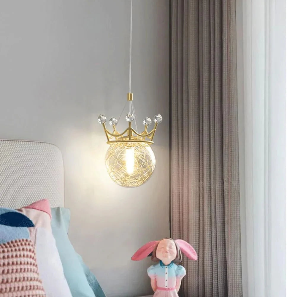 Audara-6-inch Crystal Pendant Light, Bohemian Style Queen Crown Shaped Lamp, Suitable for Various Spaces Such As Bedrooms, Hotels, Studies, Living Rooms, Kitchen Islands, and Entryways.