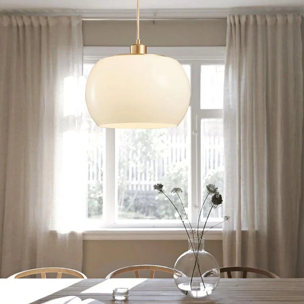 Audara-Modern Minimalist Dining Table Brass Pendant Light Cozy Study Cream Glass Hanging Lamp10.62in Bedroom Bedside Chandeliers Tea Room Hall Hallway Aisle Lighting Fixture