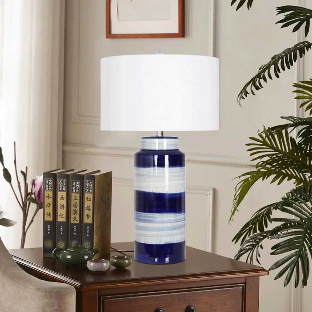 Audara-Scandinavian Fabric Ceramic Desk Light Luxury Living Room Office Desk Lamp Study Room Bedroom Tea House Table Lamp Restaurant B&B Hotel Front Desk Decoration Lighting Fixture