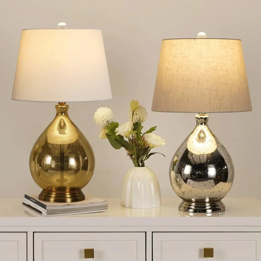 Audara-High-end Bedroom Study Living Room Desk Light Luxury Fashion Shake Silver Glass Desk Lamp Tea Cottage Shop Model House Table Lamp Window B&B Villa Farmhouse Lighting Fixture