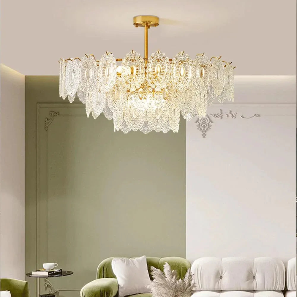 Audara-Light Luxury Creative Glass Pendant Lightled French Iron Living Room Bedroom Lighting Fixturese Eye Protection Three Color Changing Light Restaurant Chandeliers Hotel Cafe And Kids Room HangingLamp