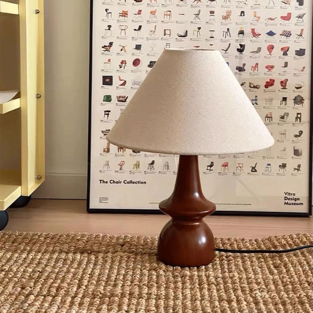 Audara-Wood Colour Vintage Rubberwood Fabric Desk Light Nature Farmhouse B&B Villa Desk Lamp Warm Living Room Bedroom Office Table Lamp Club Library Apartment Dining Room Lighting Fixture