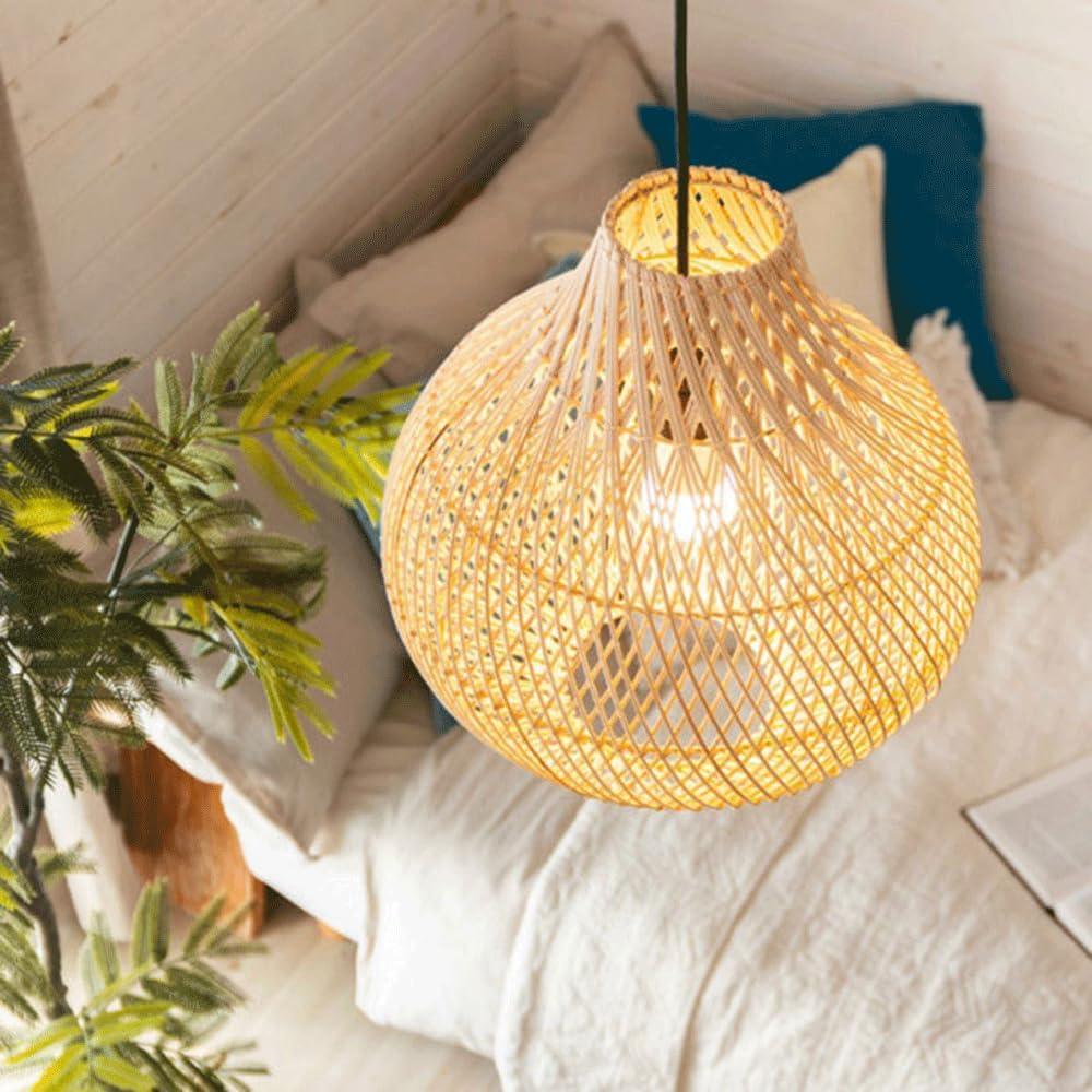 Audara-20-inch Woven Pendant Light Bohemian, Wabi-Sabi, and Multi-Style Ceiling Light Fixture Suitable for Bedrooms, Hotels, Study Rooms, Dining Areas, Entryways, and More Retro Lamp