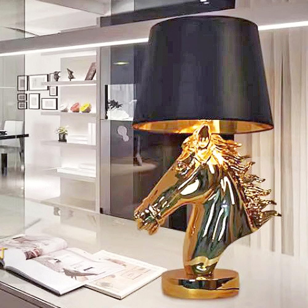 Audara-Scandinavian Creative Stallion Restaurant Cafe Desk Light Fashion Individuality Resin Fabric Desk Lamp Office Hotel Front Desk Table Lamp B&B Villa Club Lighting Fixture