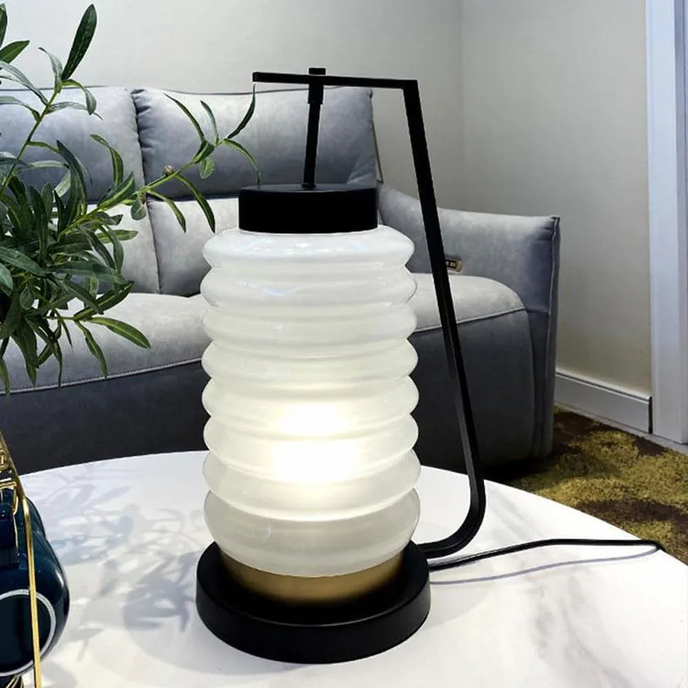 Audara-New Chinese Creative Living Room Study Desk Light Simple Modern White Glass Desk Lamp Restaurant Mall Coffee Shop Decoration Lighting Fixture Farmhouse Apartment Bedroom Table Lamp