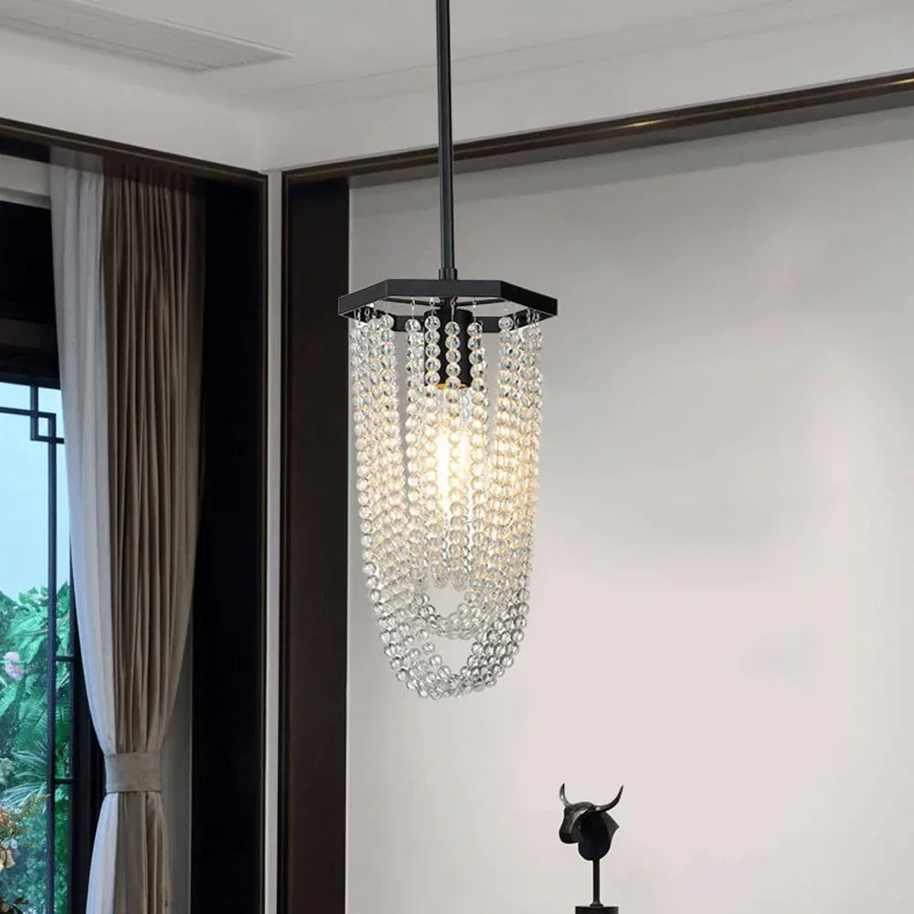 Audara-Crystal Pendant Light, A Modern and Understated Luxury Style 7-inch Pendant Lamp, Suitable for Various Lighting Scenarios Such As Bedrooms, Dining Rooms, Entryways, and Kitchen Islands