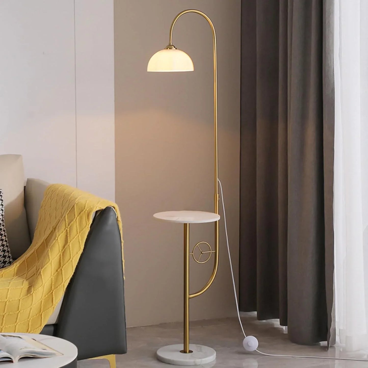 Audara-Simple with Coffee Table Living Room Floor Lamp E26 Single Light Source Tri-Color Dimming Metal Standing Lamp Study Room Bedroom Model House Torchiere Villa Rural Cafe Lighting Fixture