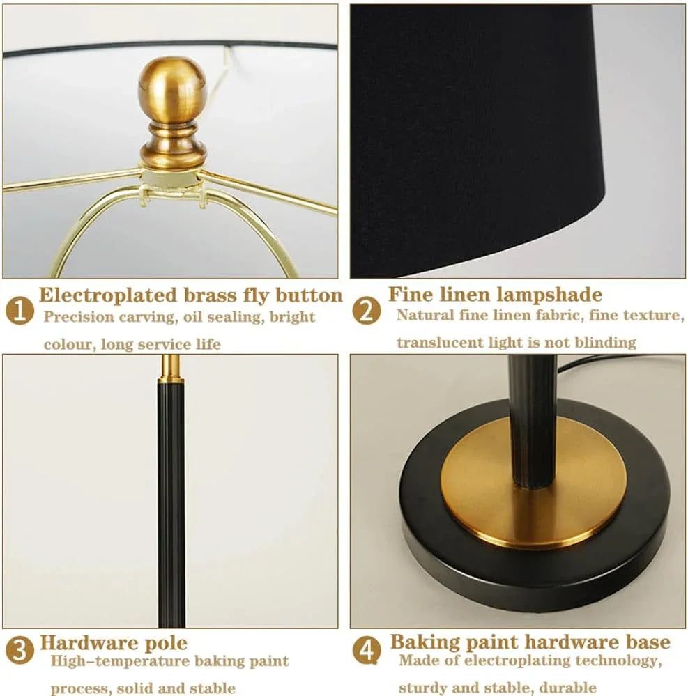 Audara-Luxury Postmodern Study Bedroom Desk Light Simple Living Room Sofa Beside Bedside Desk Lamp Fashion Black Cylinder Fabric Table Lamp Hotel Front Desk Coffee Shop B&B Lighting Fixture