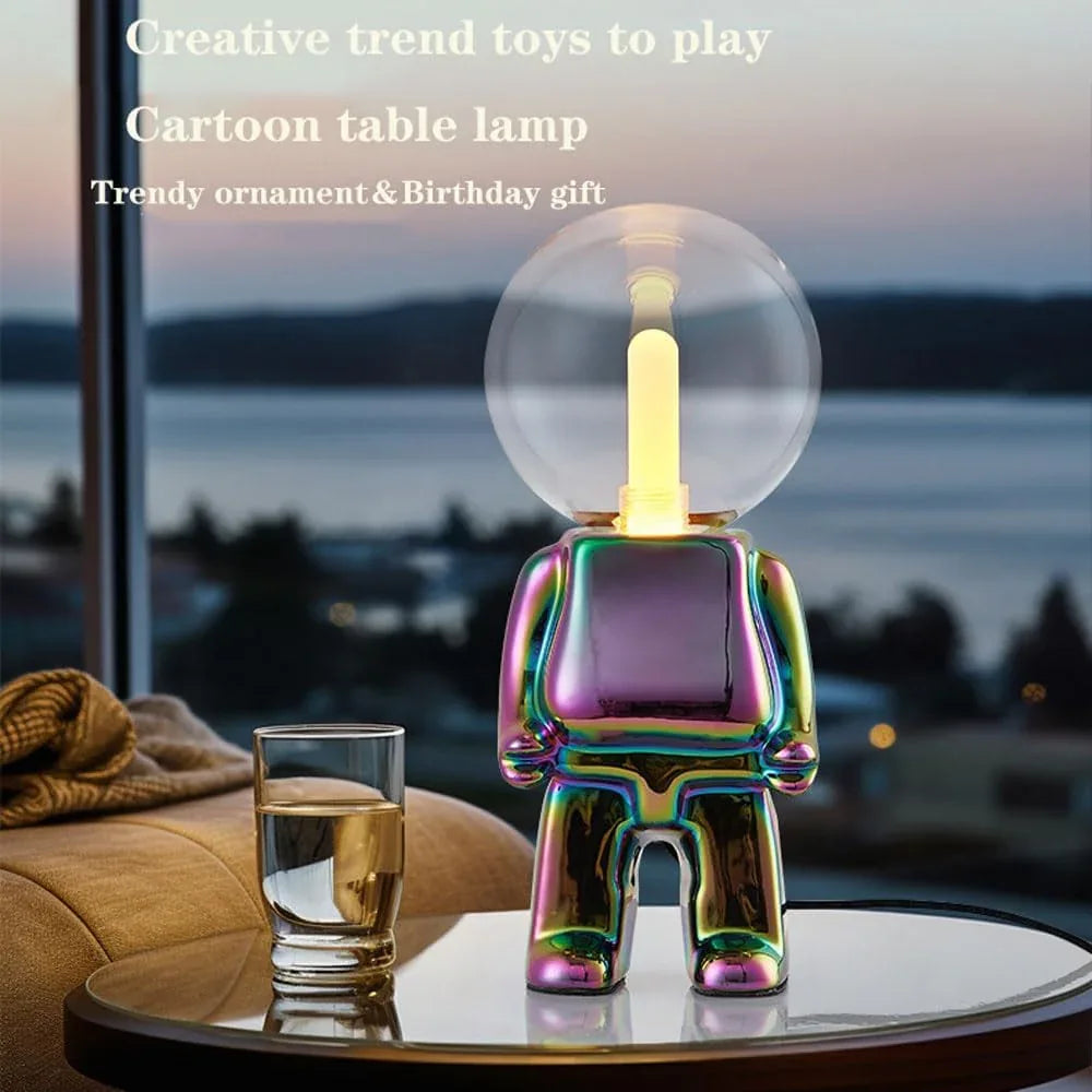Audara-Scandinavian Creative Bedroom Bedside Ornament Desk Light Fashionable Cute Three Colors Changing Light Ceramic Glass Desk Lamp Study Room Office Dormitory Table Lamp Restaurant Bar Lighting Fixture