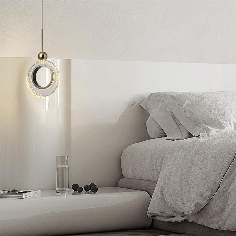 Audara-Crystal Pendant Light, 6-inch Circular Decorative Chandelier, Modern And Luxurious Style, Suitable For Various Lighting Applications Including Hotels, Restaurants, Kitchen Islands, And Bedrooms