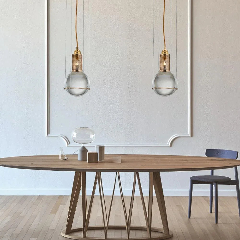 Audara-Crystal Pendant Light, 6-inch Diameter, Traditional Bulb Shape, Modern Minimalist Bohemian Style Decorative Light Fixture, Suitable For Various Spaces Such As Bedrooms, Hotel Entryways, And Caf