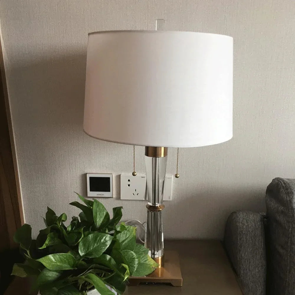 Audara-Luxury American Bedroom Bedside Read Desk Light Modern Glass Metal Desk Lamp Classic Zip Switch Study Office Table Lamp Sample Room Hotel Front Desk Coffee Shop Lighting Fixture