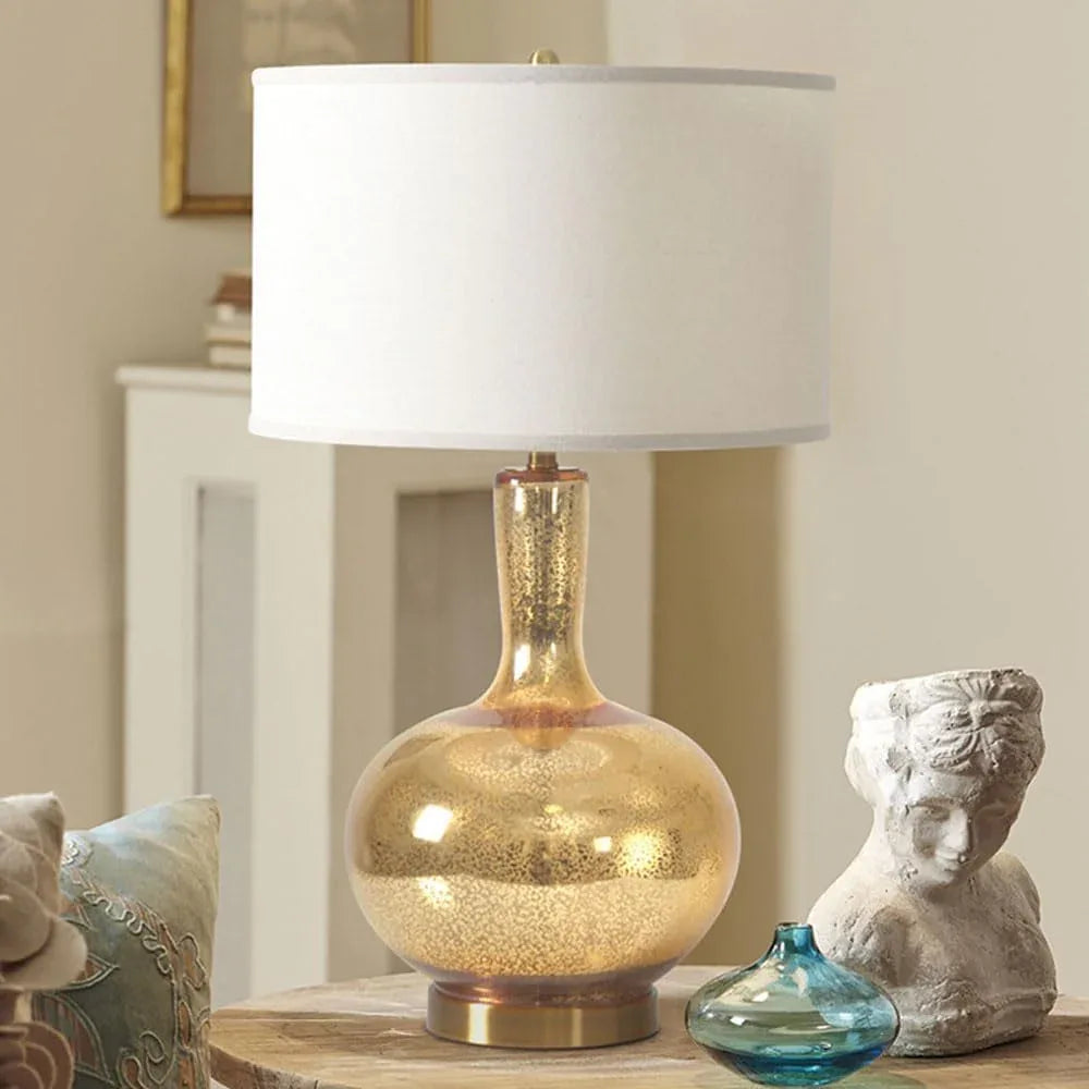 Audara-Modern Light Luxury Study Room Bedroom Bedside Desk Light Personalized Warm Fabric Glass Desk Lamp Living Room Couch Side Office Table Lamp Restaurant Hotel Farmhouse B&B Country Lighting Fixture