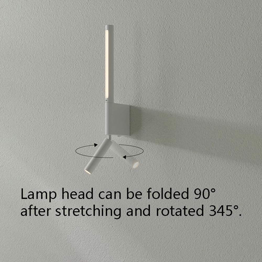 Audara-Scandinavian Minimalist Wall Lamp Bedroom Bedside Wall Lights Modern Stylish Reading Sconces with Switch Rotatable Mounted Lighting Fixture