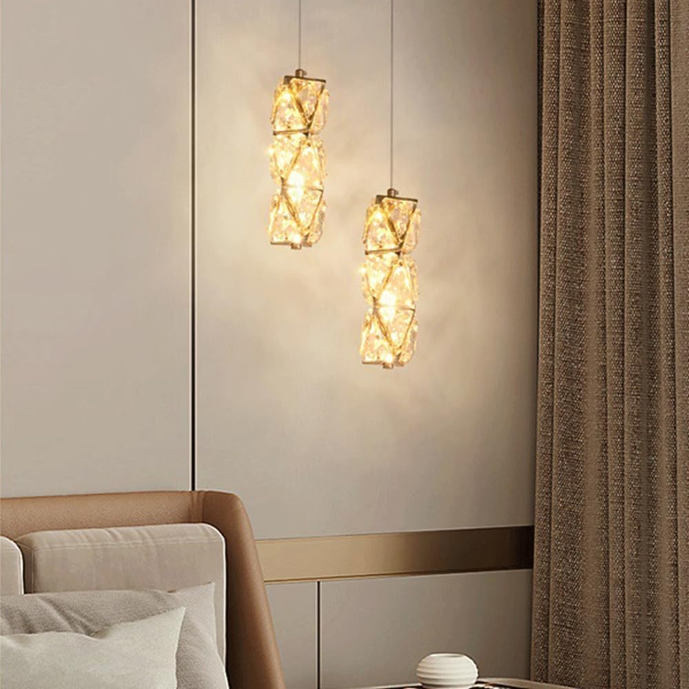 Audara-Small Crystal Pendant Light, 3-inch Diameter, Modern Minimalist Bohemian Style Decorative Lamp, Suitable for Various Spaces Such As Bedrooms, Hotels, Entryways, and Cafes