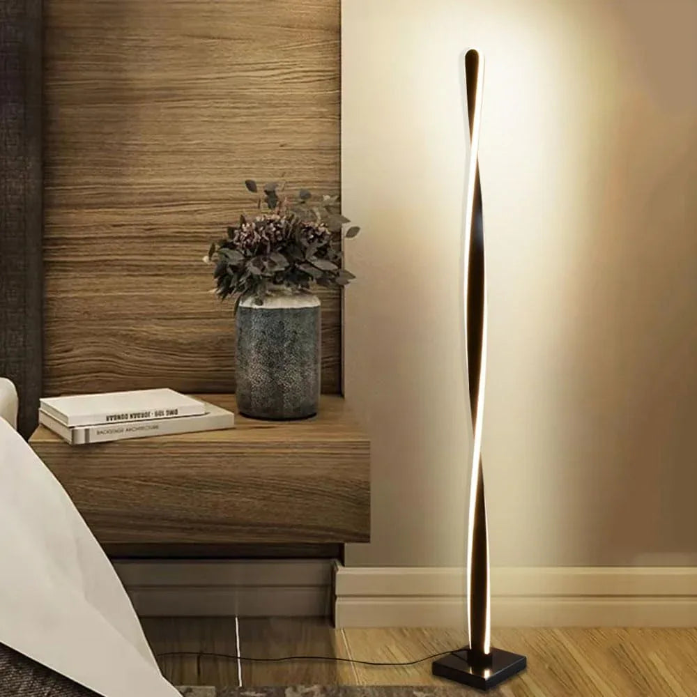 Audara-Modern Simple LED Floor Lamp Scandinavian Light Luxury Marble Aluminium Standing Lamp Remote Control Continuous Dimming Black/White Bedroom Living Room Study Office Lighting Fixture