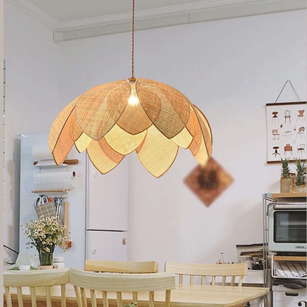Audara-26in Woven Pendant Light Rattan Bohemian Wabi-Sabi Tropical Multi-Style Ceiling Light Fixture Suitable for Bedrooms, Hotels, Study Rooms, Dining Areas, Entryways, and More Retro Lamp