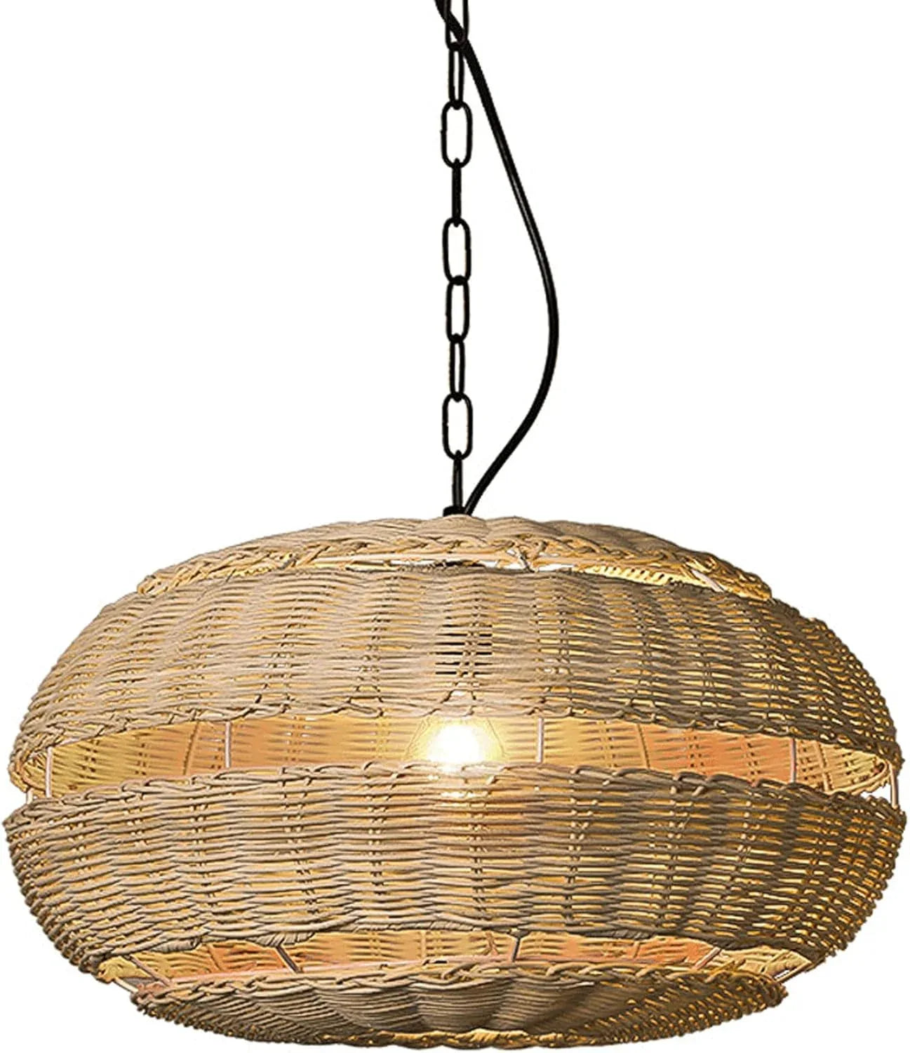 Audara-10in Woven Rattan Pendant Light Bohemian & Wabi-Sabi Style Multi-Functional Ceiling Light Fixture Suitable for Bedrooms, Hotels, Study Rooms, Dining Areas, Entryways, and More Retro Lamp