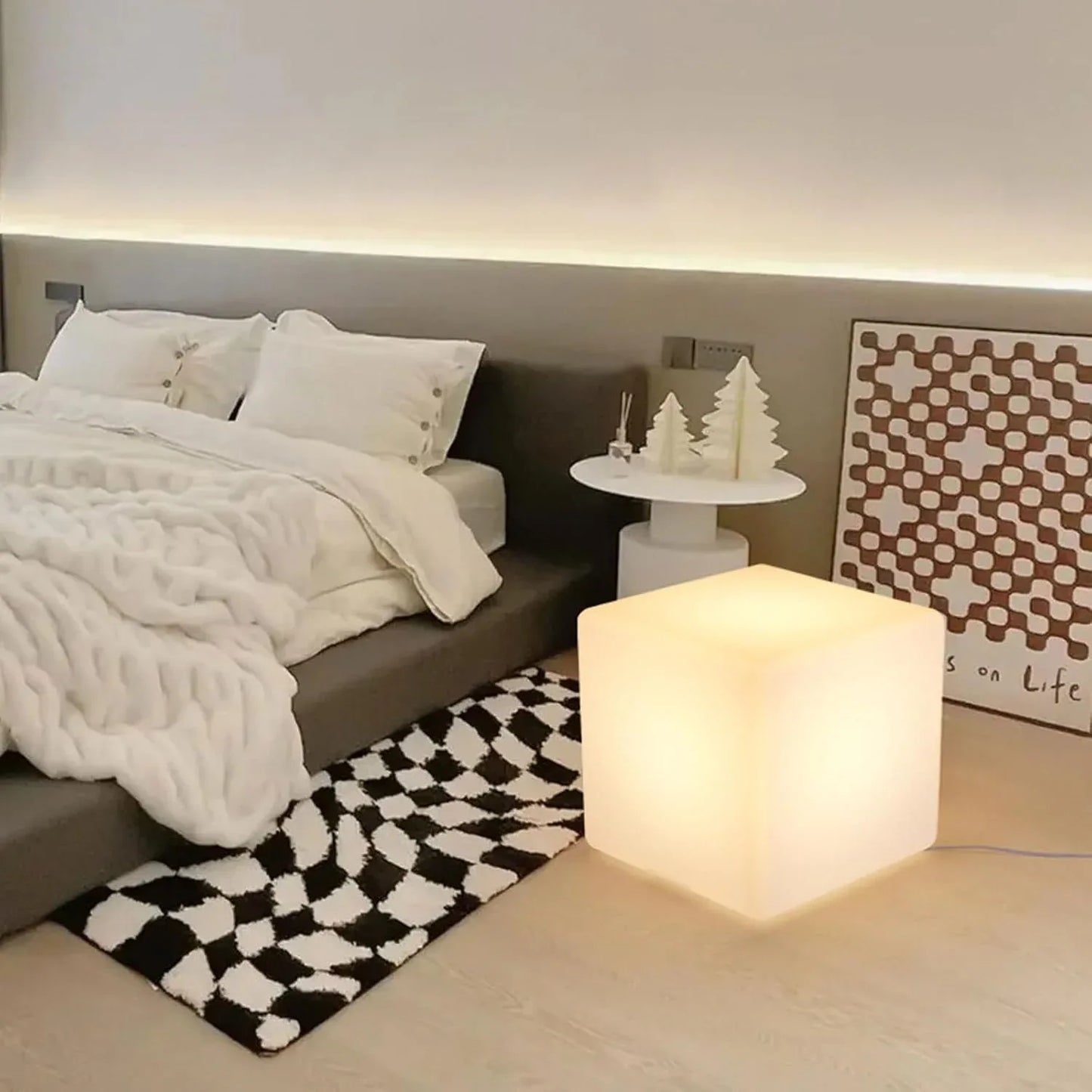 Audara-Creative Ambiance Rectangle Indoor Outdoor Floor Lamp White RGB Remote Dimming Study Office Standing Lamp Bedroom Living Room Balcony Torchiere Villa Restaurant Decoration Lighting Fixture