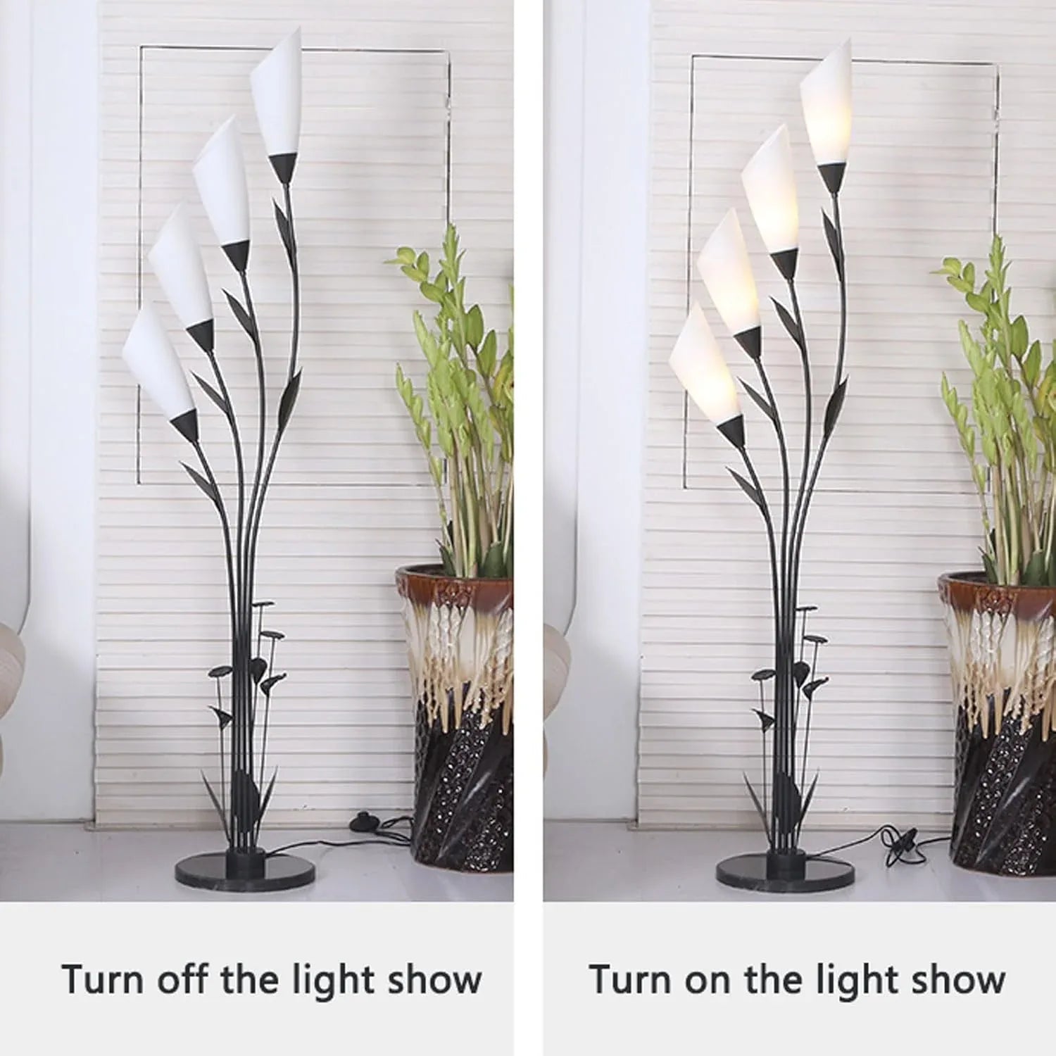 Audara-Creative 4 Light Source Flower Shape Living Room Floor Lamp H66.14in Black Metal Standing Lamp Study Office Sofa Beside Torchiere Bedroom Balcony Model HomeLighting Fixture