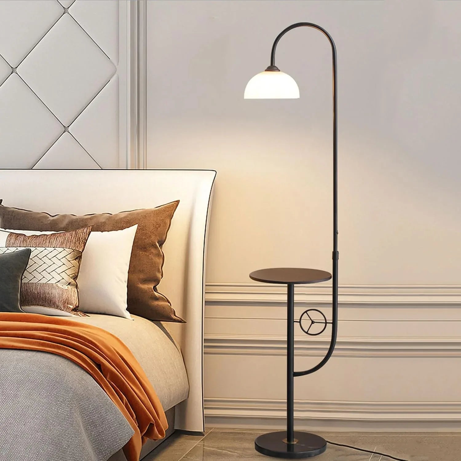 Audara-Simple with Coffee Table Living Room Floor Lamp E26 Single Light Source Tri-Color Dimming Metal Standing Lamp Study Room Bedroom Model House Torchiere Villa Rural Cafe Lighting Fixture