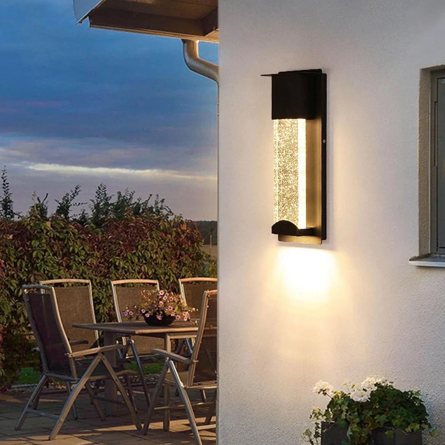 Audara-Black 13.8-inch Outdoor Wall Light LED Crystal Glass Wall Sconces Porch, Hallway, Living Room Wall Lamp Modern Minimalist Wall Mount Light Fixture