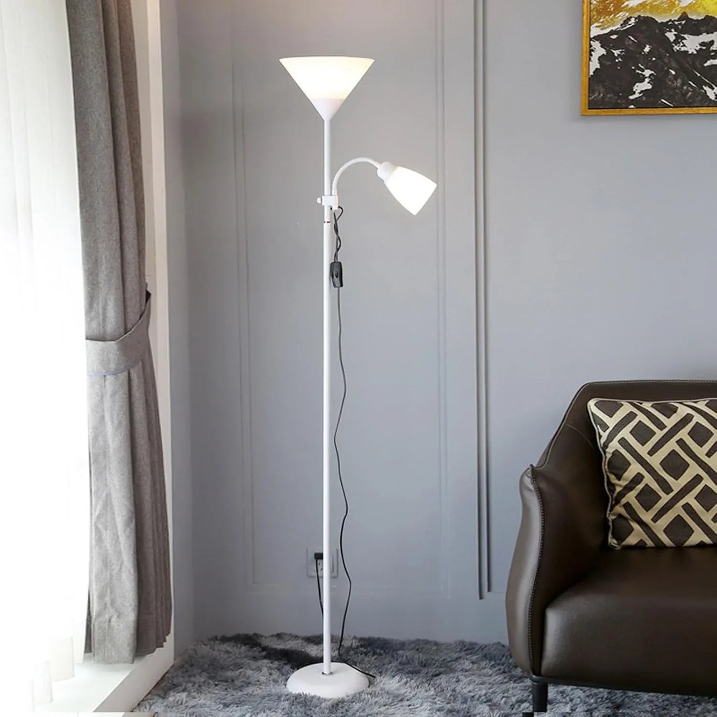 Audara-Modern Simple Metal Acrylic Floor Lamp 1/2 Light Source E26 H67’ Bedroom Living Room Sofa Beside Standing Lamp Restaurant Hotel Torchiere Farmhouse B&B Cafe Decoration Lighting Fixture