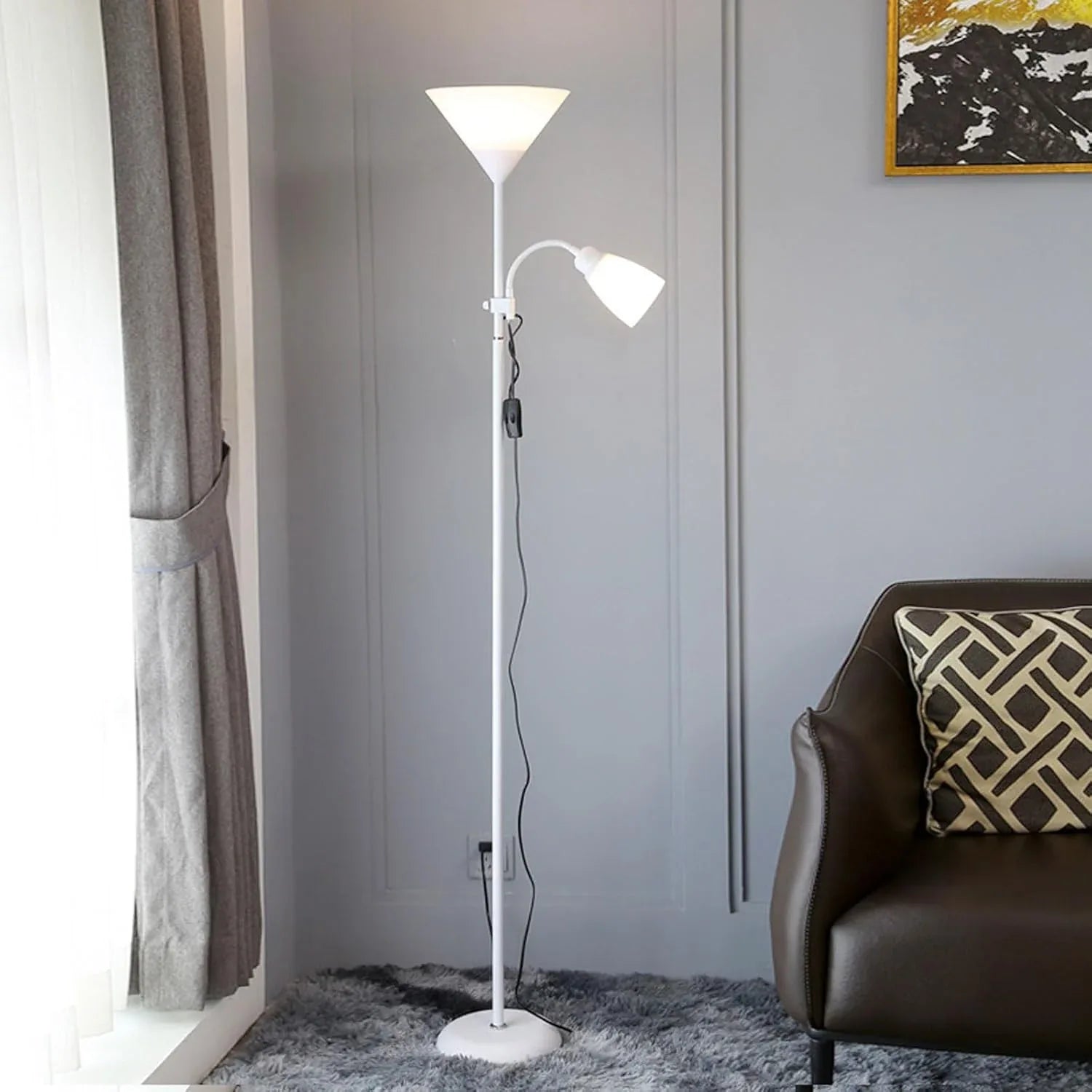 Audara-Modern Simple Metal Acrylic Floor Lamp 1/2 Light Source E26 H67’ Bedroom Living Room Sofa Beside Standing Lamp Restaurant Hotel Torchiere Farmhouse B&B Cafe Decoration Lighting Fixture