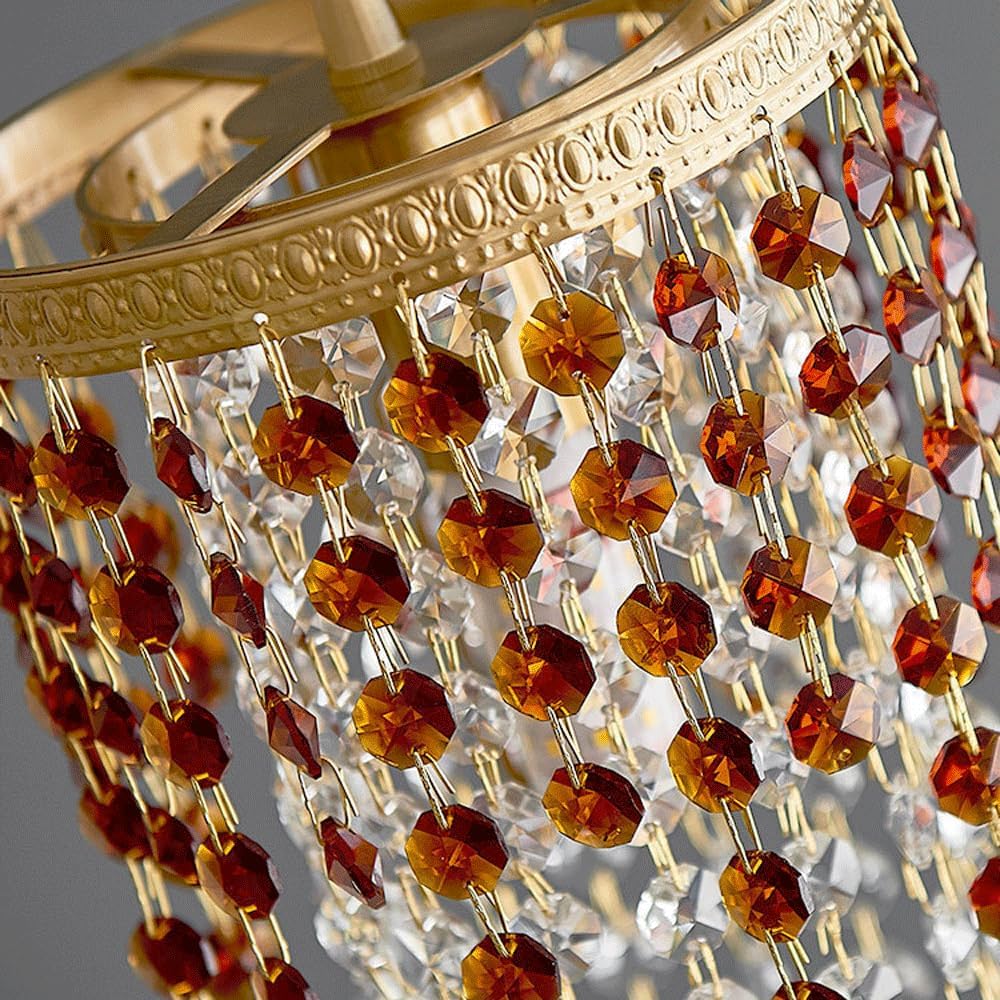 Audara-Crystal Pendant Light, 6 Inches in Size, Small Hanging Decorative Light Fixture, Modern Minimalist Style, Bohemian Style, Suitable for Bedrooms, Hotels, Kitchens, Islands, Entryways, Etc.