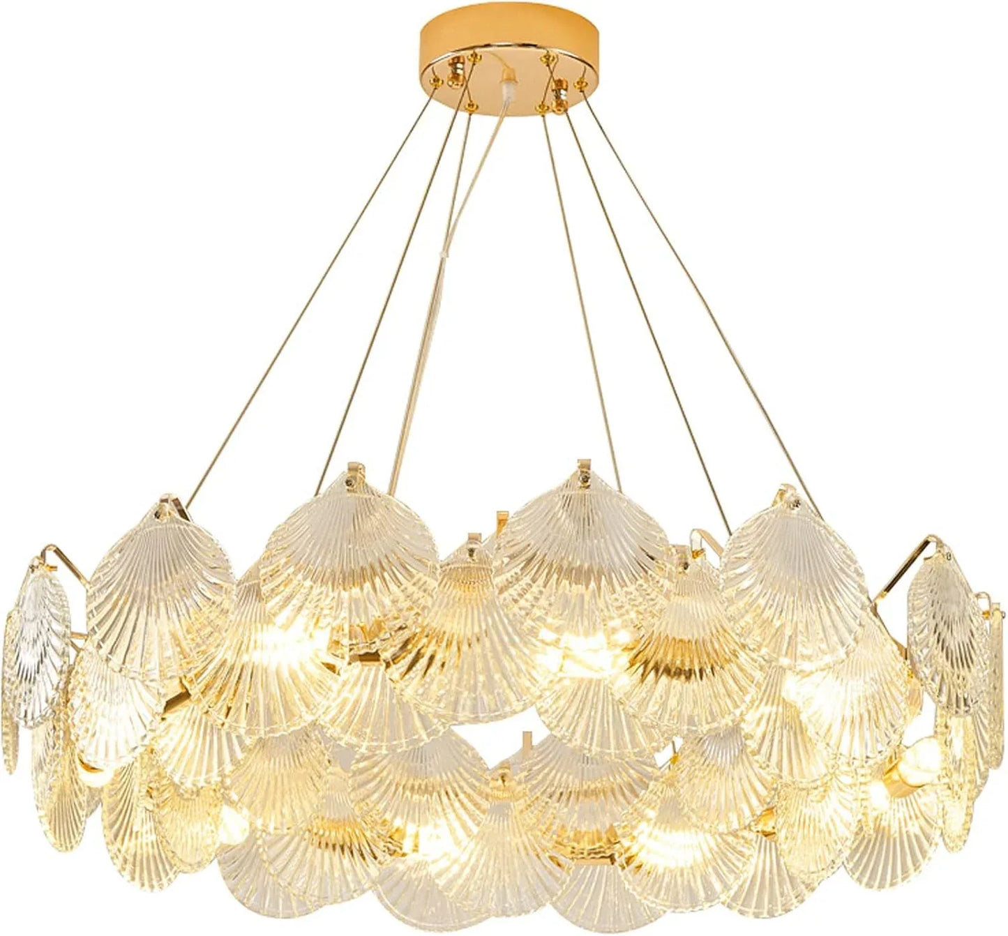 Audara-20-inch Shell-shaped Crystal Chandeliers Suitable For Installation In Diverse Spaces Such As Bedrooms, Hotels, And Kitchen Islands Chandeliers For Living Rooms Semi-flush Mount Round Chandelier