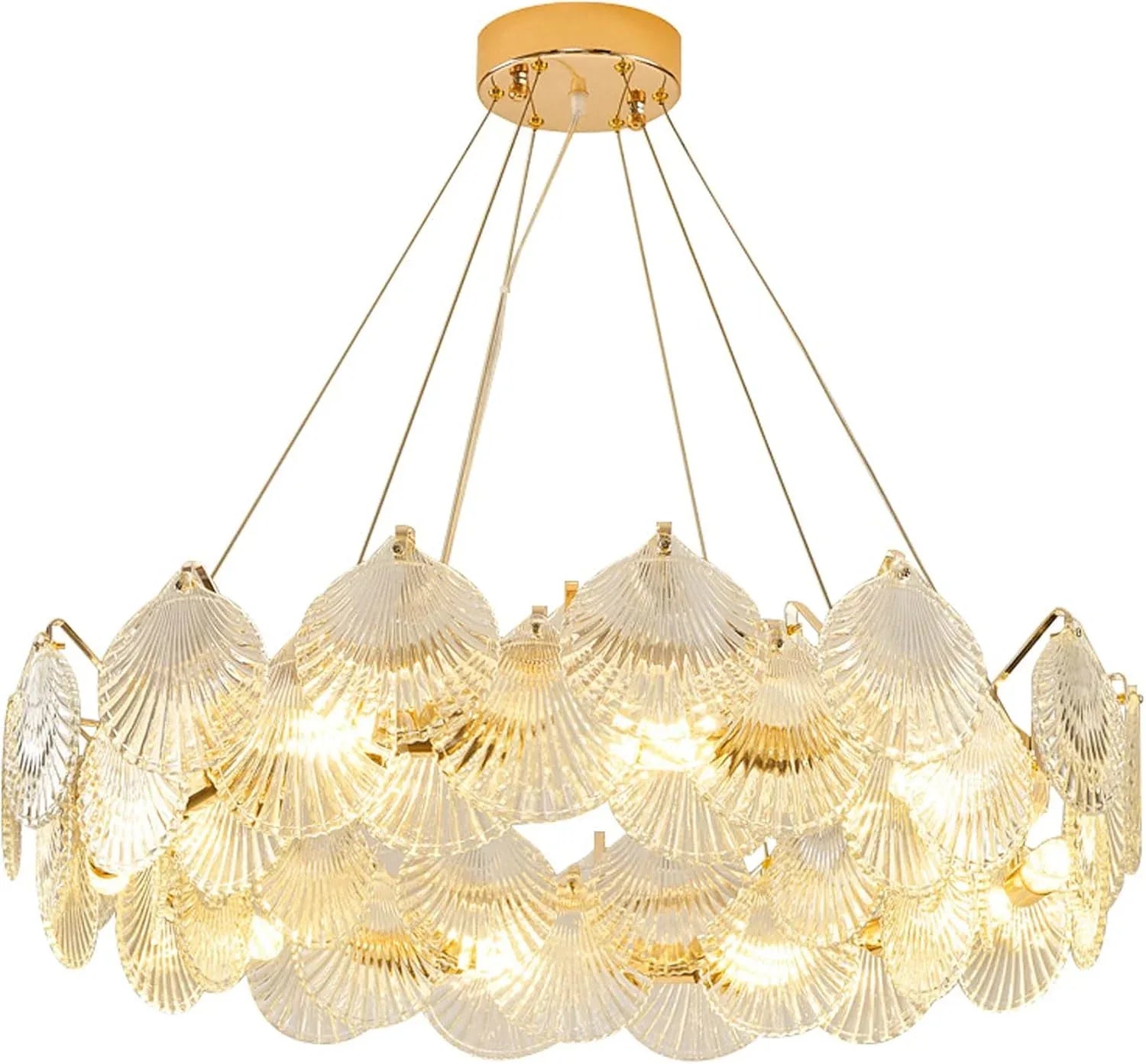 Audara-20-inch Shell-shaped Crystal Chandeliers Suitable For Installation In Diverse Spaces Such As Bedrooms, Hotels, And Kitchen Islands Chandeliers For Living Rooms Semi-flush Mount Round Chandelier