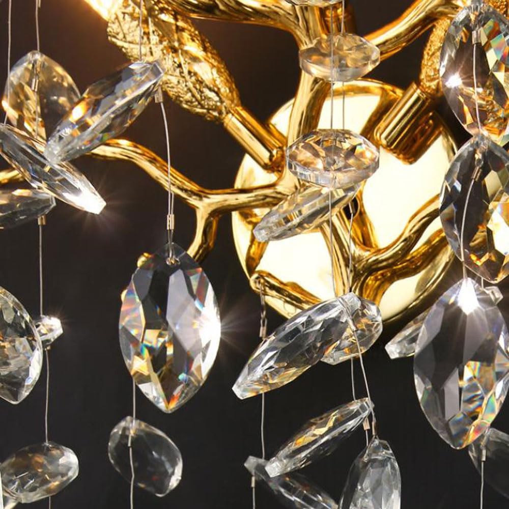 Audara-Light Luxury Creative Tree Branch Crystal Wall Lamp G9 Lamp Base Hotel Bedroom Bedside Dining Room Wall Lights 15.5in Living Room TV Background Wall Sconces Suitable For Clubhouse CafeLighting Fixture
