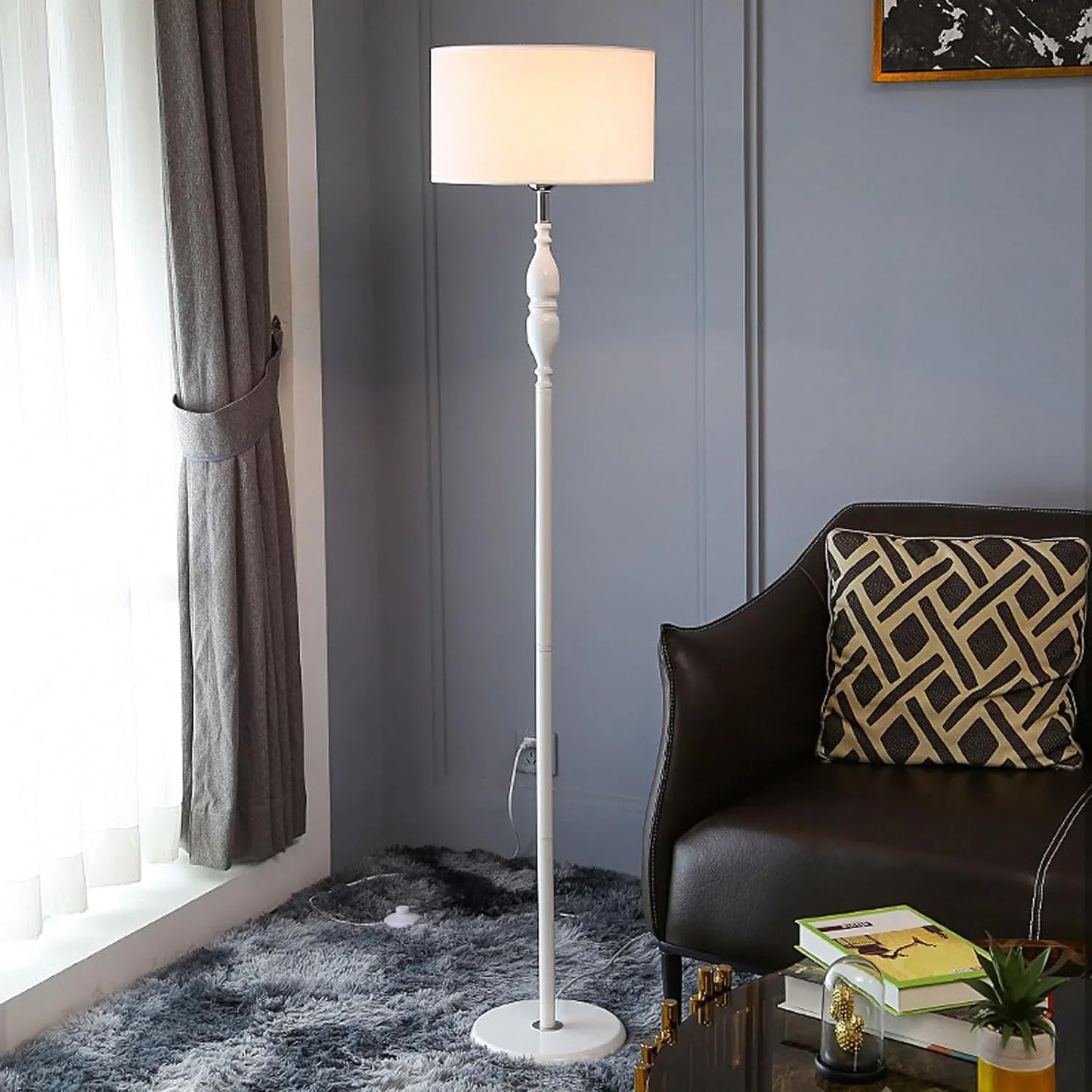 Audara-Personalized Creative Study Office Linen Floor Lamp Single Light Source E26 Bedroom Living Room Sofa Beside Standing Lamp H60in Backdrop Office Torchiere Villa Mall Lighting Fixture