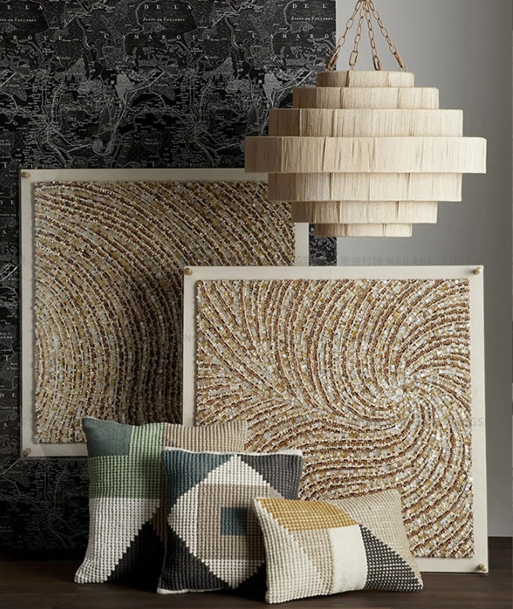 Audara Nature Color Lámpara colgante grande francesa Cuerda de cáñamo Tejida a mano Lámpara colgante E26 Portalámparas D80 cm Lámpara de araña Salón Dormitorio Balcón Pasillo Centro comercial Villa Loft Iluminación de comedor