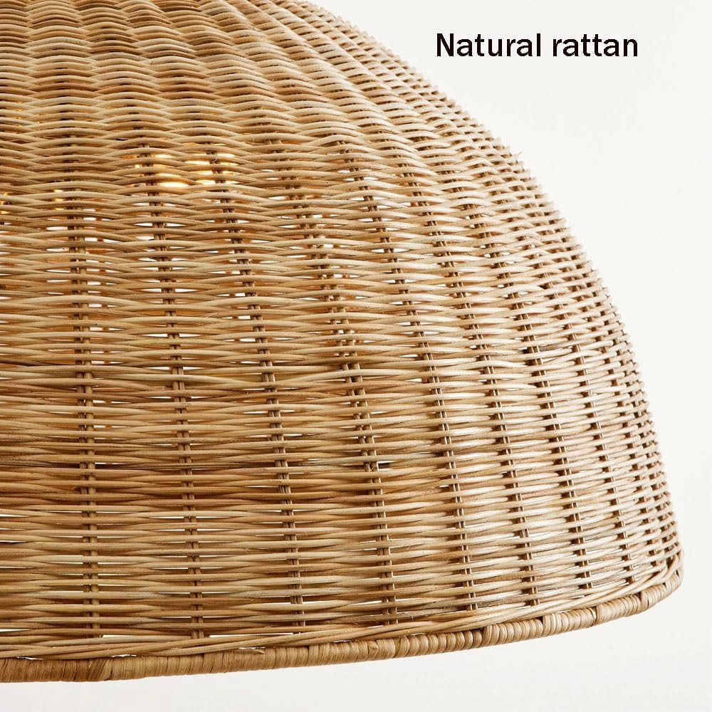 Audara Lámpara Colgante Clásica de Ratán E26/E27 Base Diámetro 50 cm Lámpara Colgante Techo de Forma Semicircular Lámparas de Araña para Pasillo Escalera Sala de Estar Balcón Comedor Iluminación