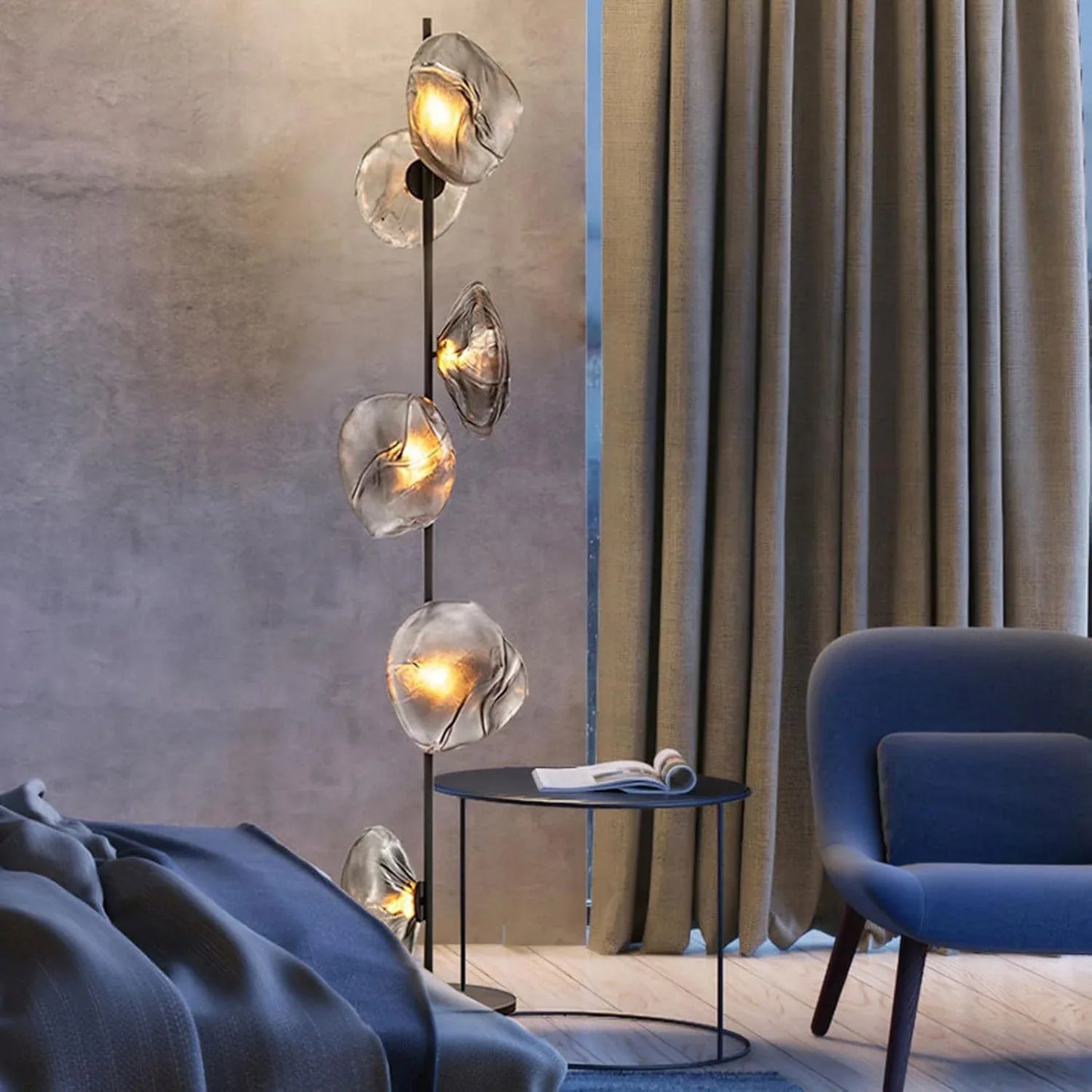 Audara-Italian Light Luxury Corridor Living Room Floor Lamp 3/6 Light Source Simple Bedroom Bedside Standing Lamp Office Backdrop Torchiere Showroom Villa Decoration Lighting Fixture