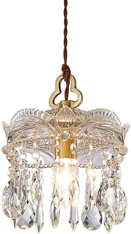 Audara-7-inch Diameter Crystal Chandelier, French Vintage Style, Decorative Chandelier Suitable for Bedrooms, Living Rooms, Hotel Entryways, and Cafes, Easily Adapting to Various Settings.