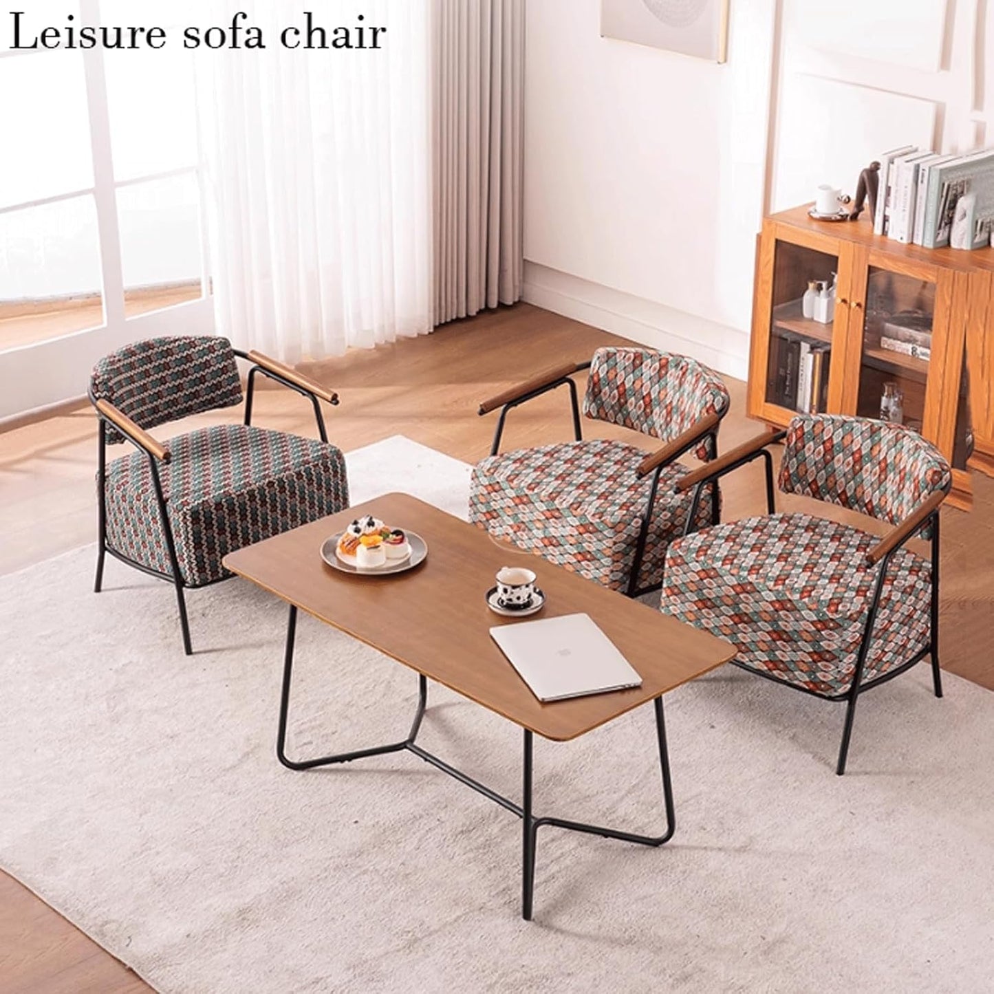 Audara-28 inch Casual Armchair Sofa Chair, Brown Leather Decorative Chair, Retro Style Sofa, Carbon Steel Chair Legs, Suitable for Living Room, Bedroom, Dining Room.