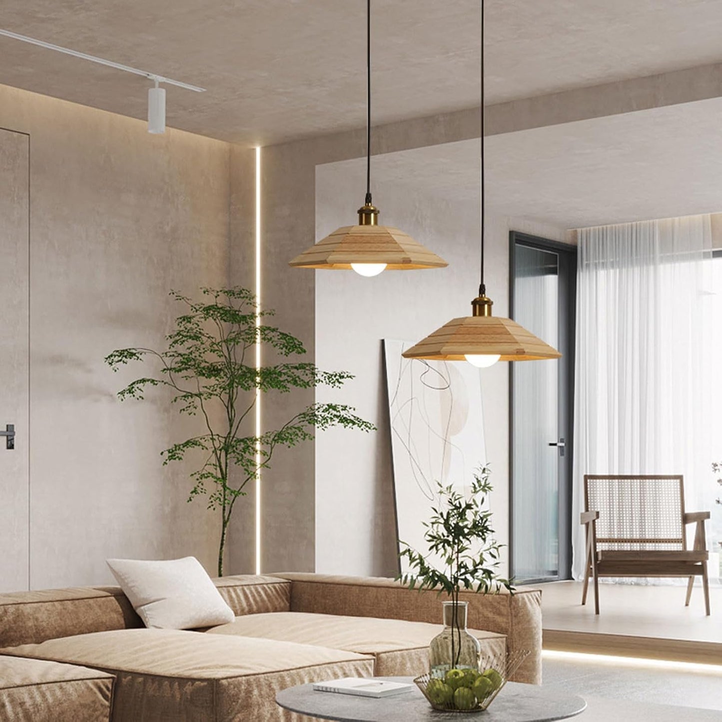 Audara-Creative Eaves Wooden Pendant Light 13in Living Room Hallway Balcony Hanging Lamp Dual Color Available Bedroom Study Room Decor Chandeliers B&B Tea Room Lighting Fixtures