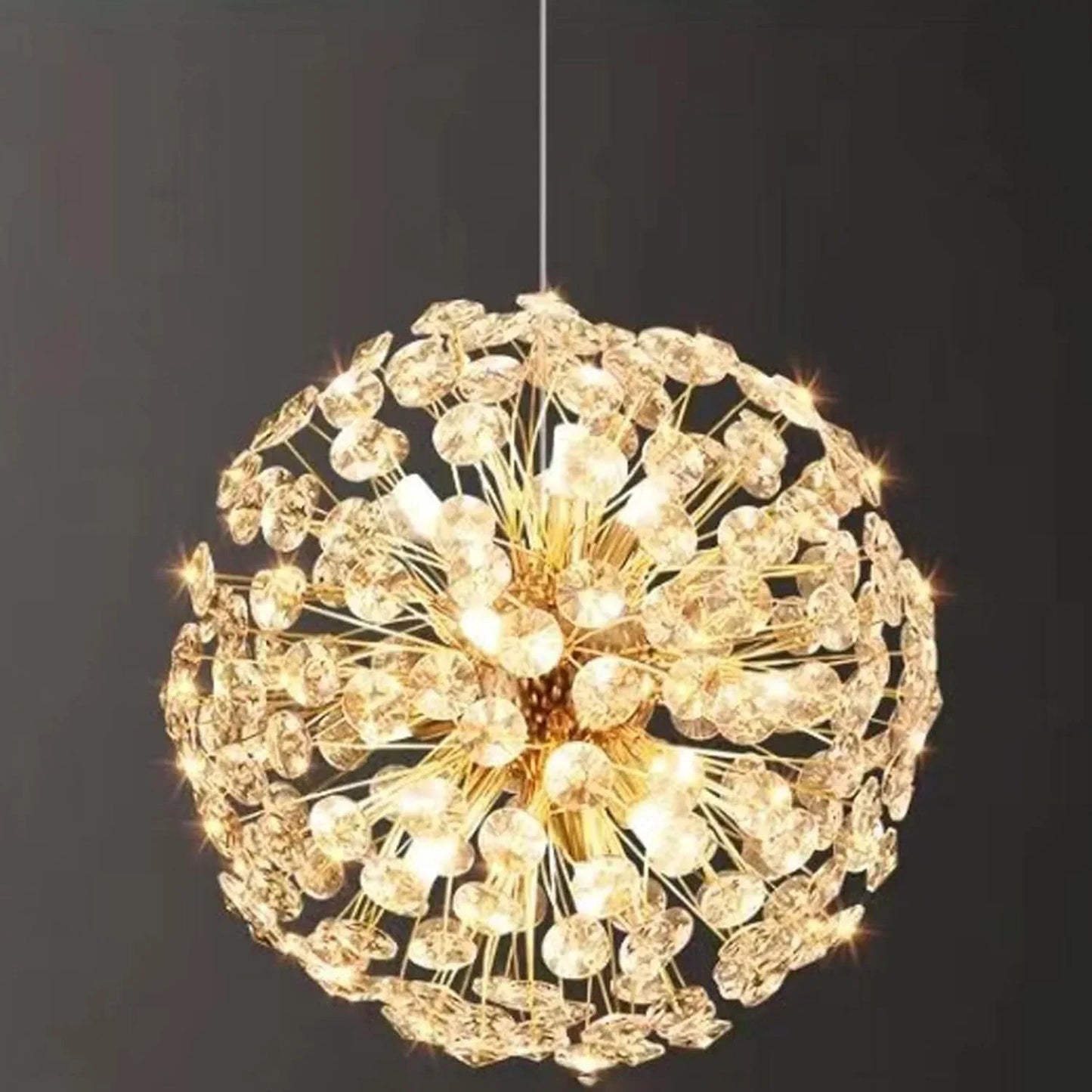 Audara-24-inch Spherical Crystal Chandeliers Can Be Installed in Various Spaces Such As Bedrooms, Hotels, and Kitchen Islands. Glass Round Chandelier for Living Room in Minimalist European Style.