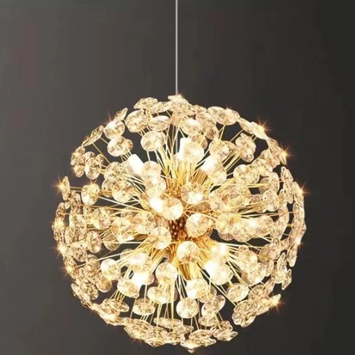 Audara-24-inch Spherical Crystal Chandeliers Can Be Installed in Various Spaces Such As Bedrooms, Hotels, and Kitchen Islands. Glass Round Chandelier for Living Room in Minimalist European Style.