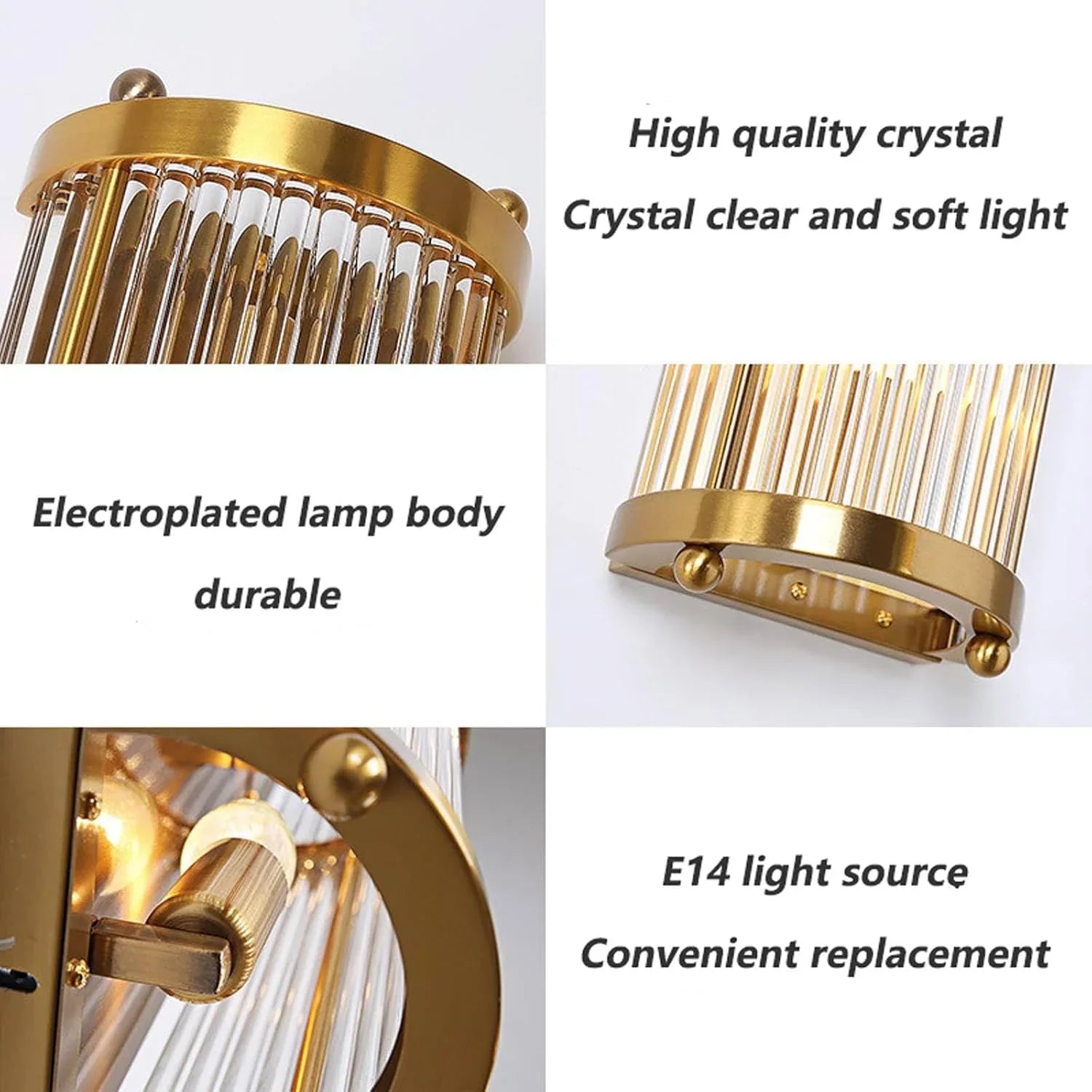 Audara-Golden Linear Wall Light Hotel Lobby Crystal Wall Sconce American Luxury Banquet Hall Lobby Wall Lamp Corridor Staircase Bedroom Wall Light Fixtures