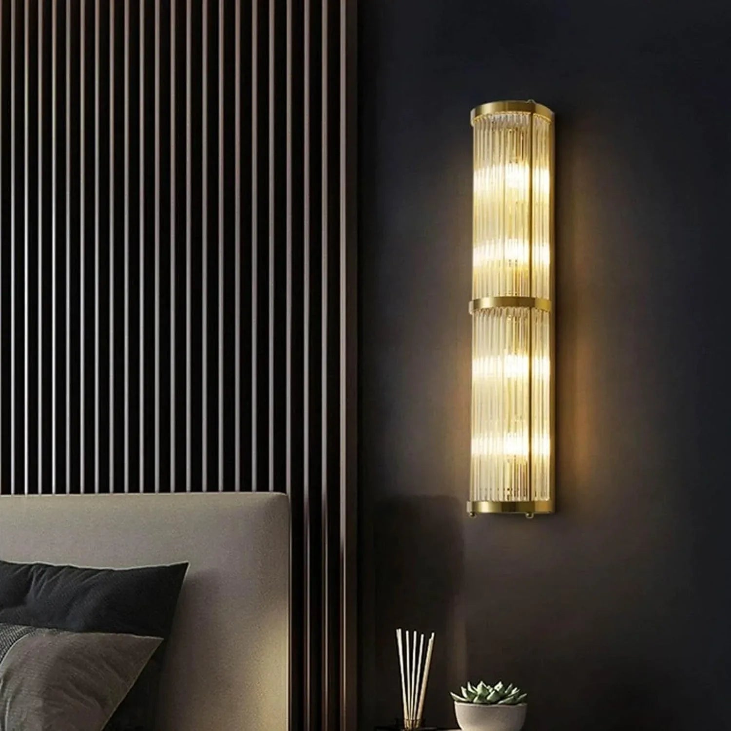 Audara-Golden Linear Wall Light Hotel Lobby Crystal Wall Sconce American Luxury Banquet Hall Lobby Wall Lamp Corridor Staircase Bedroom Wall Light Fixtures