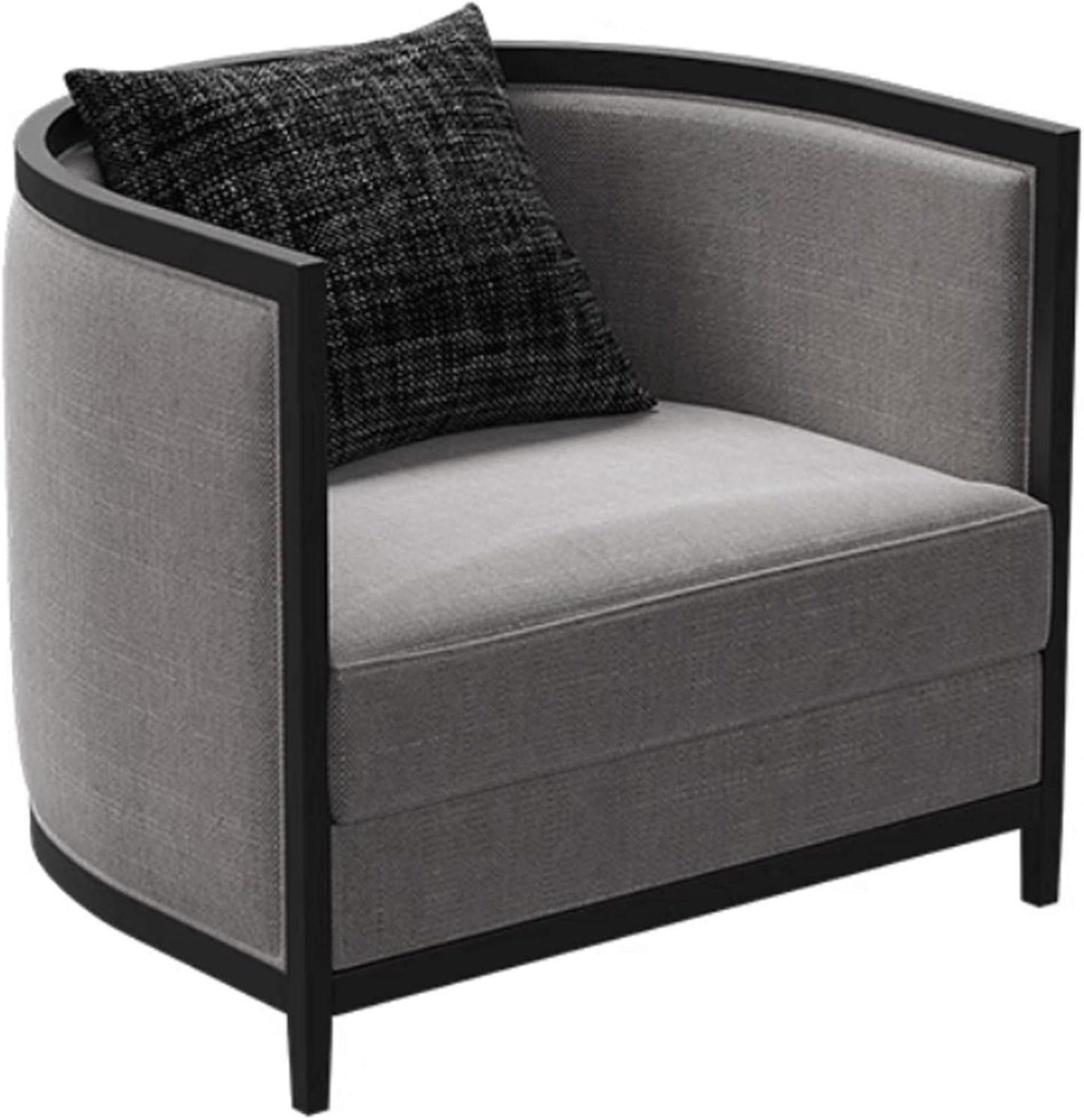 Audara-31 inch single casual arm chair, living room furniture grey cotton linen backrest single sofa chair, luxurious and comfortable appearance, solid wood frame, suitable for balcony, club, office use