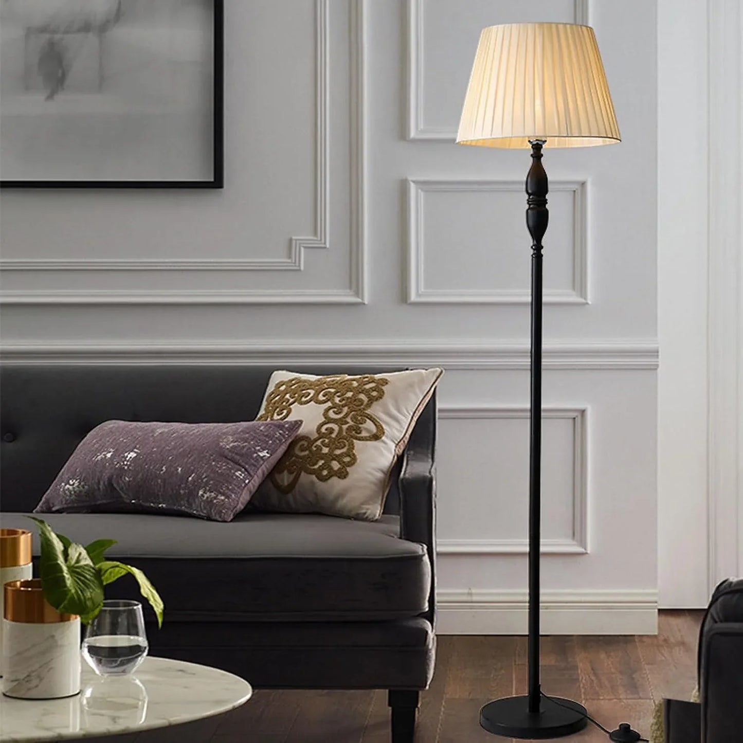 Audara-Personalized Creative Study Office Linen Floor Lamp Single Light Source E26 Bedroom Living Room Sofa Beside Standing Lamp H60in Backdrop Office Torchiere Villa Mall Lighting Fixture