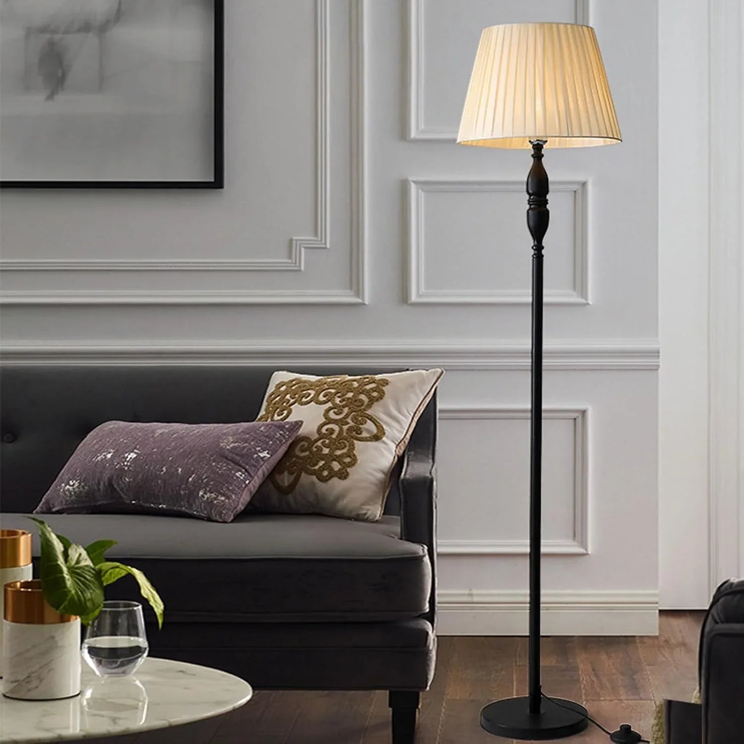 Audara-Personalized Creative Study Office Linen Floor Lamp Single Light Source E26 Bedroom Living Room Sofa Beside Standing Lamp H60in Backdrop Office Torchiere Villa Mall Lighting Fixture