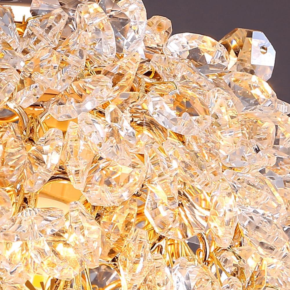 Audara-5-inch Lychee-Shaped Crystal Chandeliers Can Be Installed in Various Spaces Such As Bedrooms, Hotels, and Kitchen Islands. Glass Round Chandelier for Living Room in Minimalist European Style.