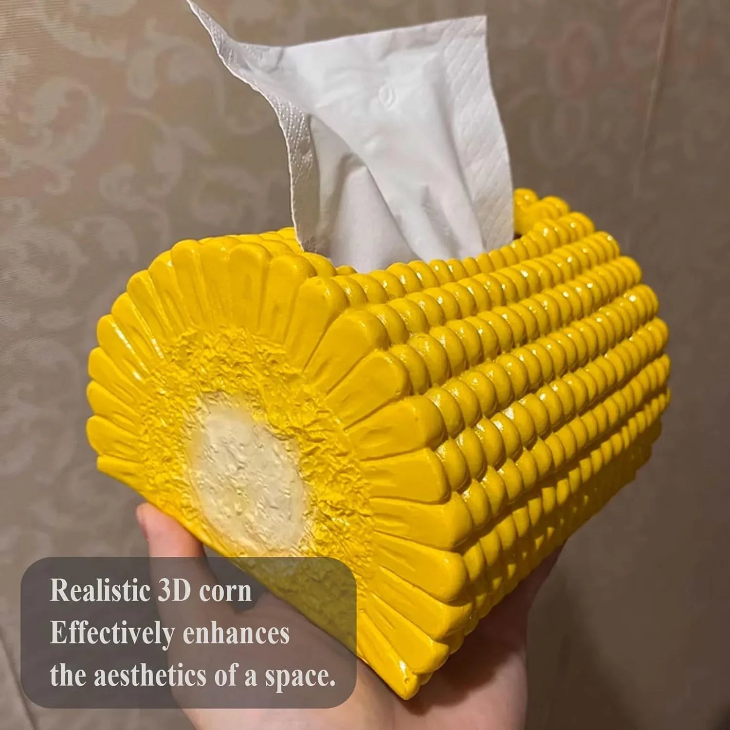 Audara-Cute Novelty Home Decor, 3D Corn Tissue Box with Tissue Dispenser, Resin Kitchen Tissue Box Cover, Fun Desktop Decoration Suitable for Various Spaces Such as Restaurants, Kitchens, and bedrooms