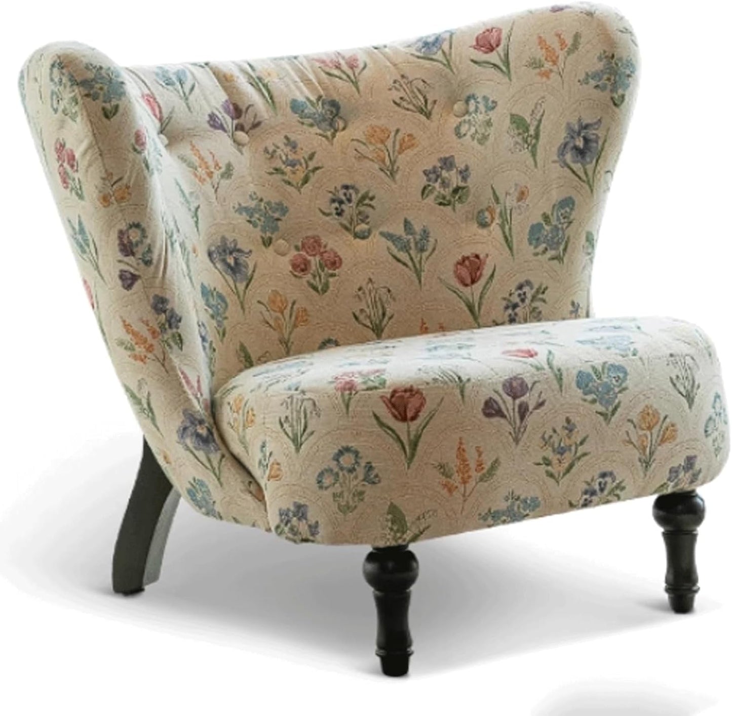 Audara-Floral Fabric Leisure Single Sofa Chair 34 Inch Small-Sized Compact Living Room Chairs with Wrap Around Wingback Chair Furniture Suitable for Bedrooms, Offices, and Hotels